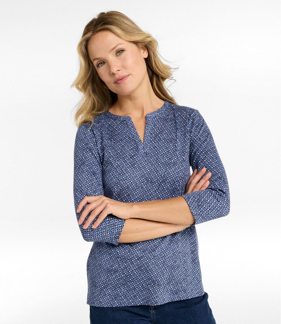 Women's L.L.Bean Tee, Three-Quarter-Sleeve Splitneck Tunic Print | L.L.Bean sale