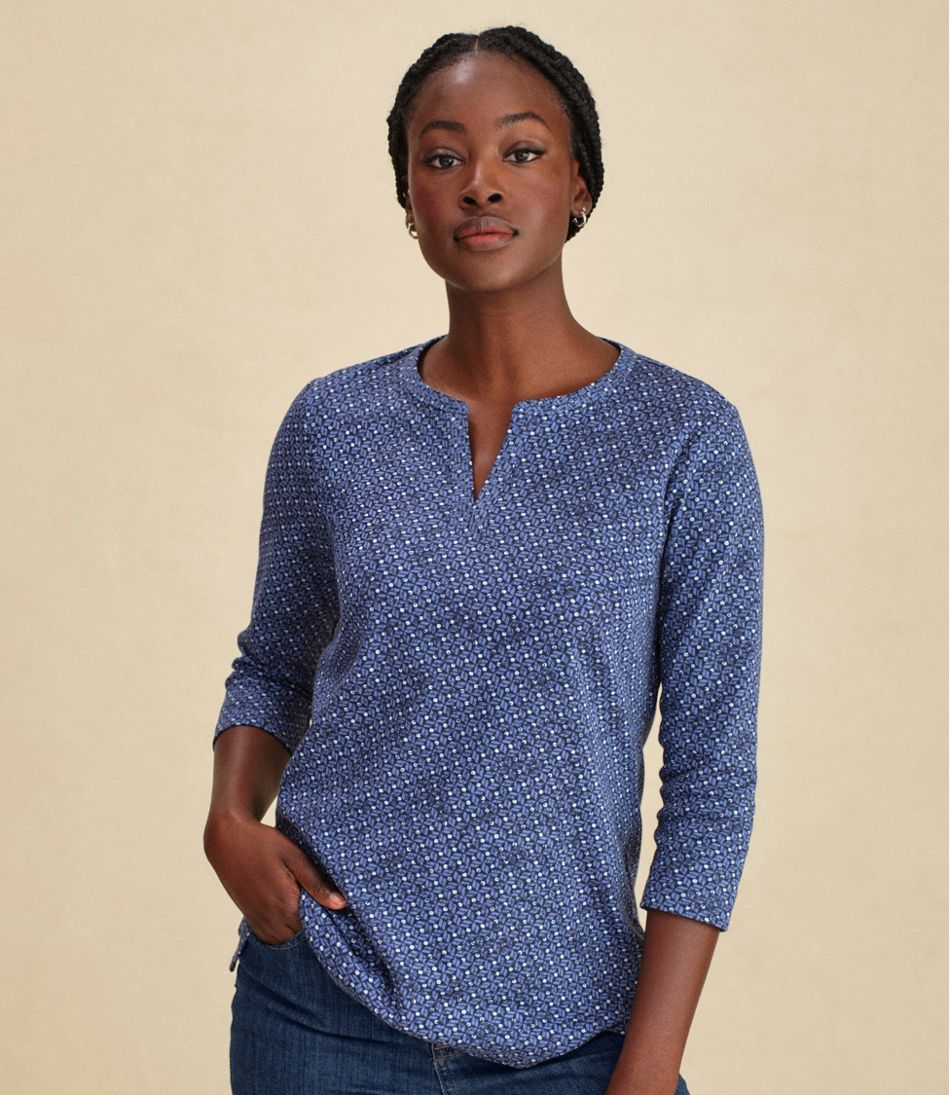 Women's L.L.Bean Tee, Three-Quarter-Sleeve Splitneck Tunic Print | L.L.Bean sale