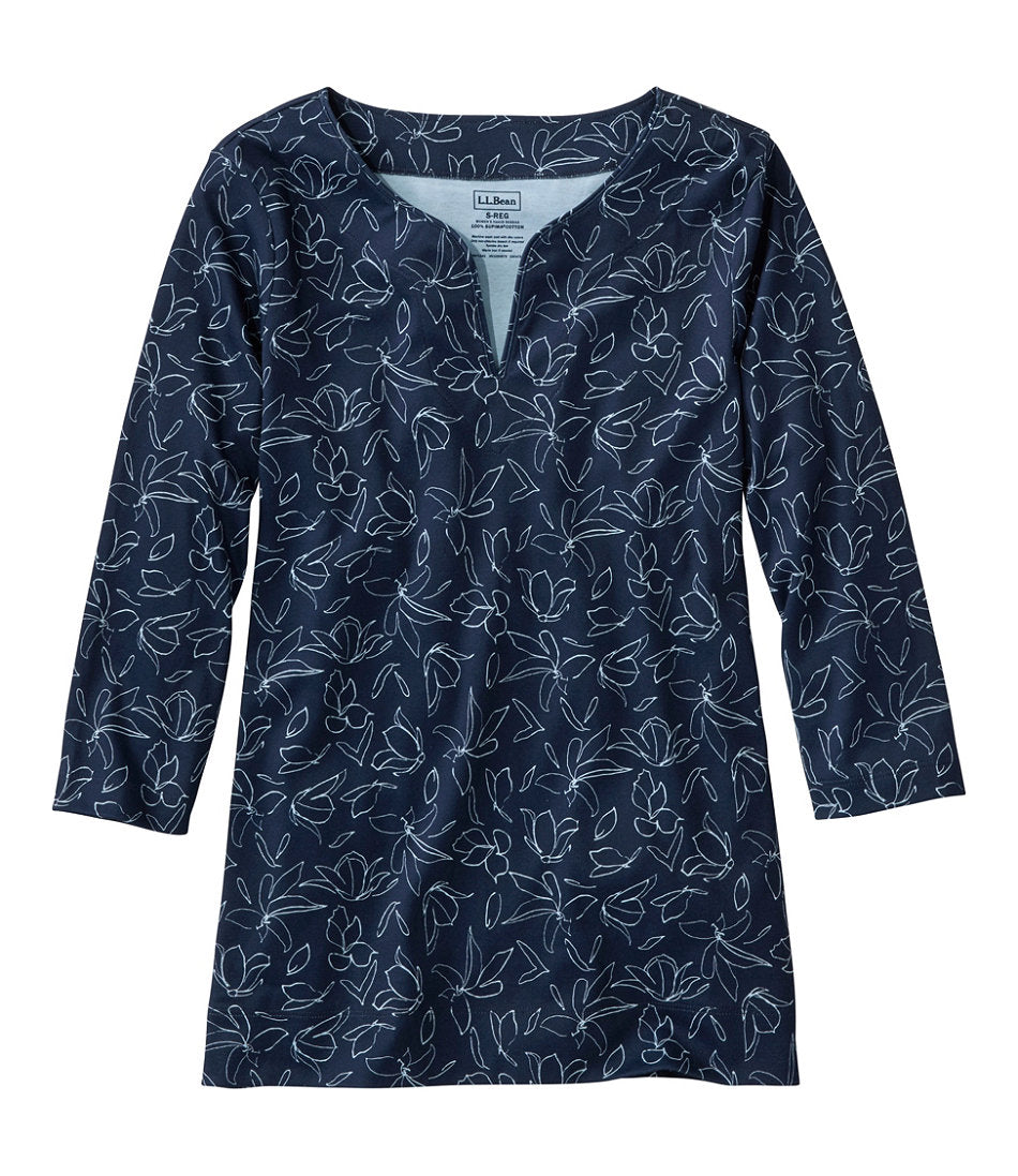 Women's Pima Cotton Tunic, Three-Quarter-Sleeve Splitneck Print | L.L.Bean discount