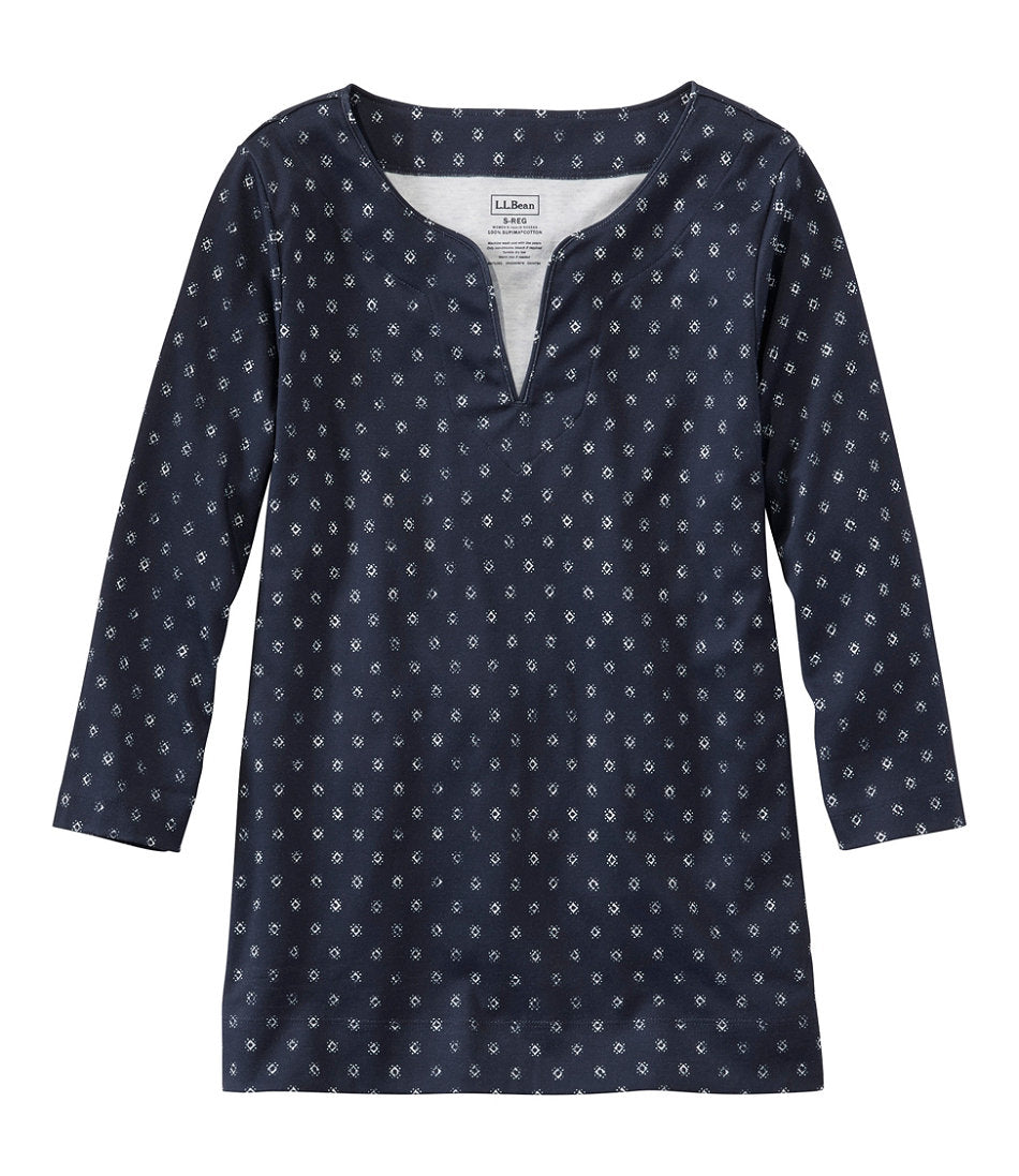 Women's Pima Cotton Tunic, Three-Quarter-Sleeve Splitneck Print | L.L.Bean discount