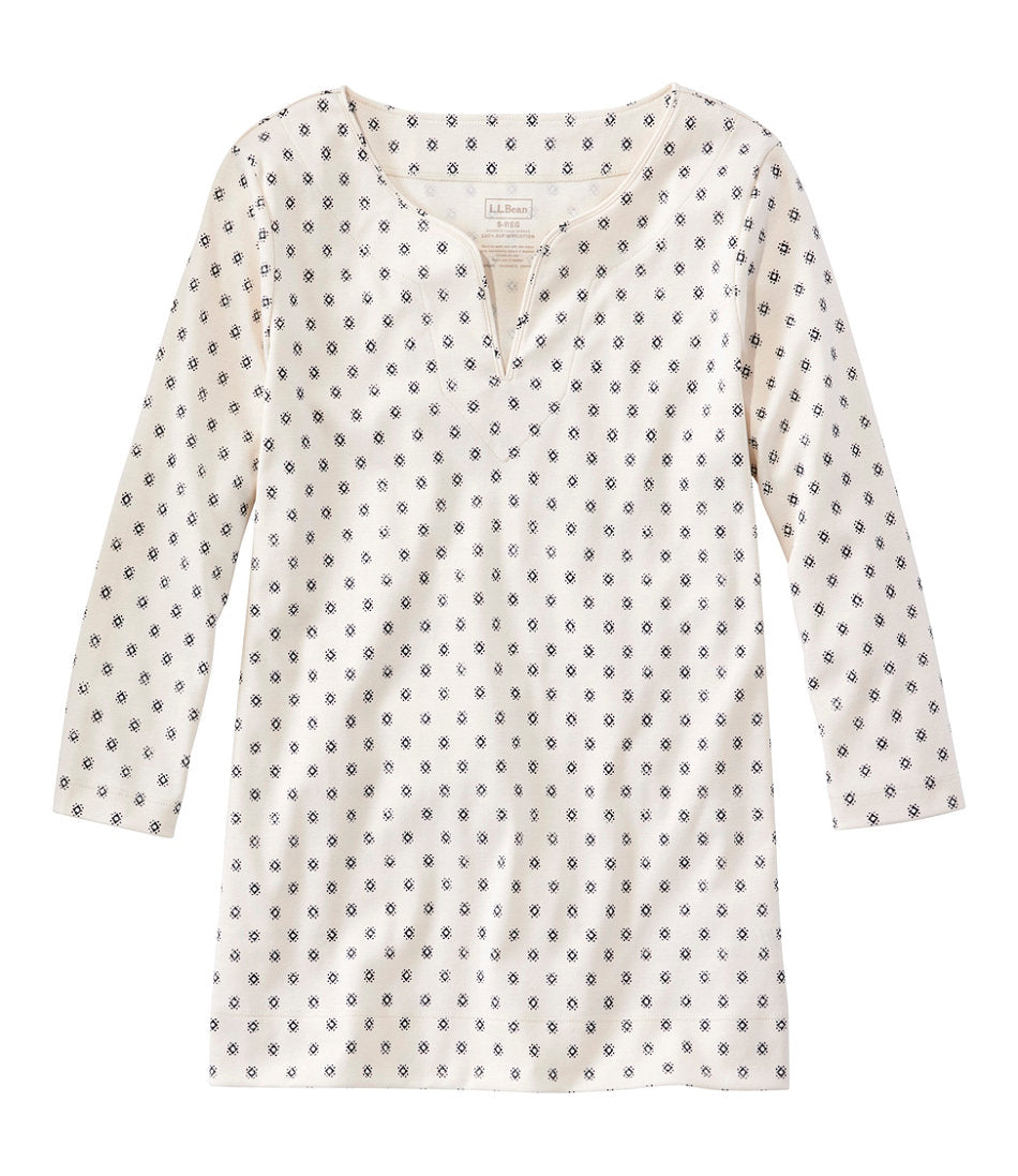 Women's Pima Cotton Tunic, Three-Quarter-Sleeve Splitneck Print | L.L.Bean discount