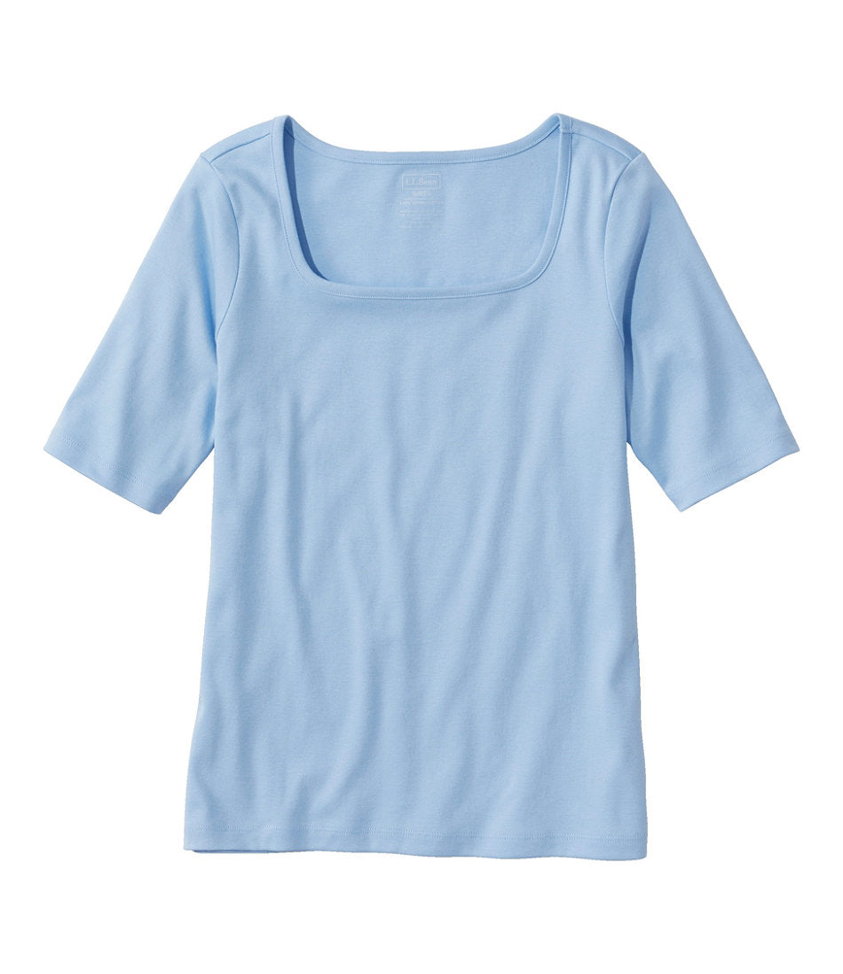 Women's Pima Cotton Tee, Soft Squareneck Elbow-Sleeve | L.L.Bean online
