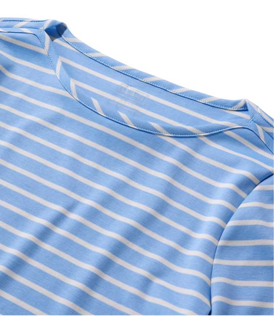 Women's Pima Cotton Tee, Elbow-Sleeve Boatneck Stripe | L.L.Bean for sale