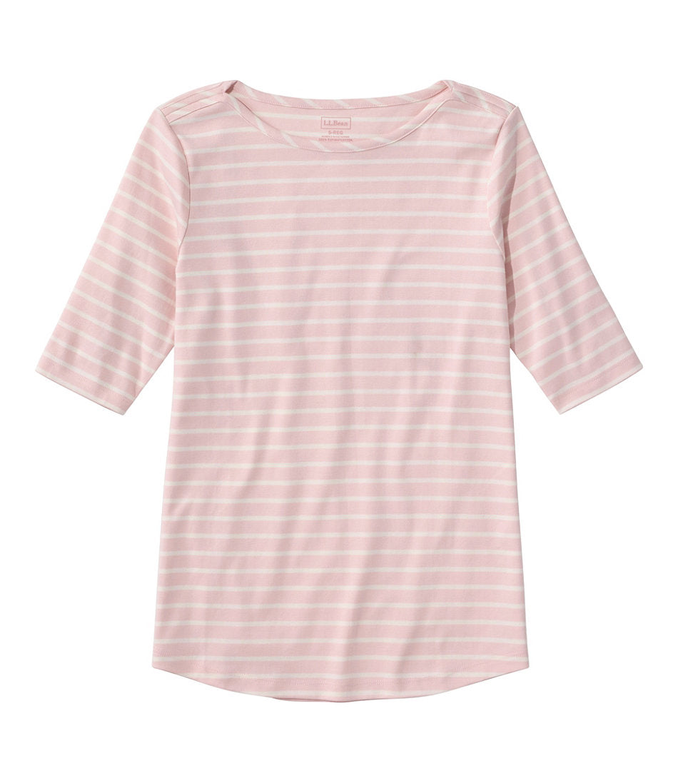Women's Pima Cotton Tee, Elbow-Sleeve Boatneck Stripe | L.L.Bean for sale