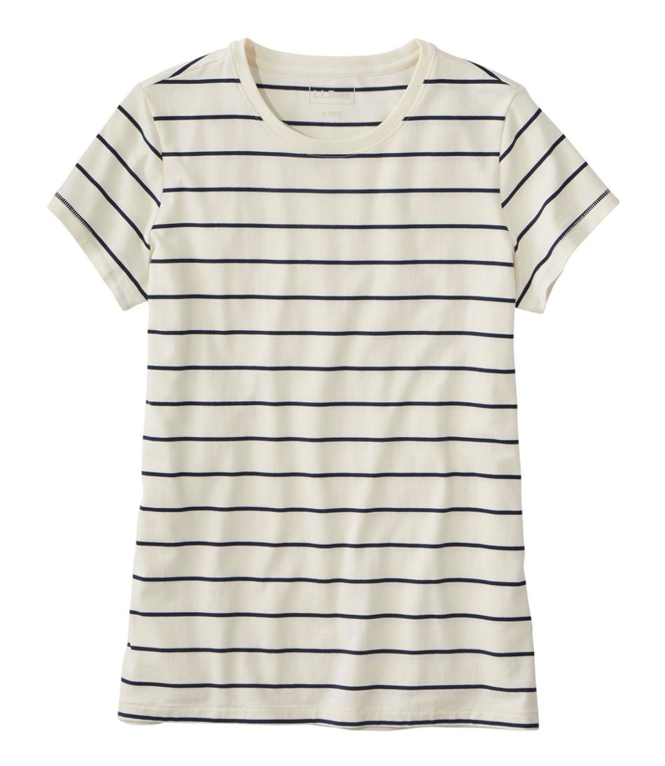 Women's Soft Stretch Supima-Blend Tee, Crewneck Short-Sleeve Striped | L.L.Bean online