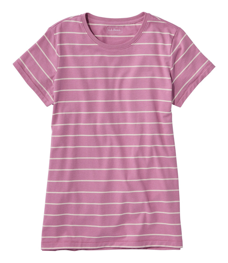 Women's Soft Stretch Supima-Blend Tee, Crewneck Short-Sleeve Striped | L.L.Bean online