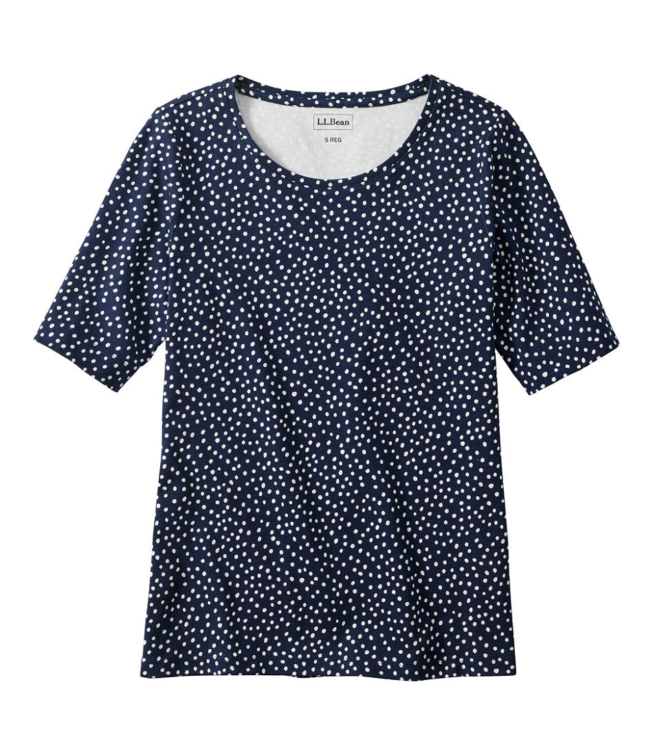 Women's L.L.Bean Jewelneck Tee, Elbow-Sleeve Print | L.L.Bean outlet
