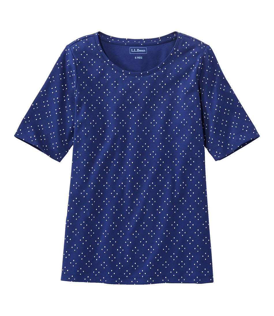 Women's L.L.Bean Jewelneck Tee, Elbow-Sleeve Print | L.L.Bean outlet