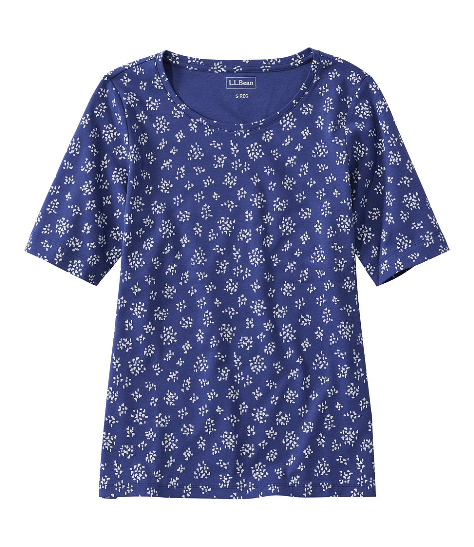 Women's L.L.Bean Jewelneck Tee, Elbow-Sleeve Print | L.L.Bean outlet