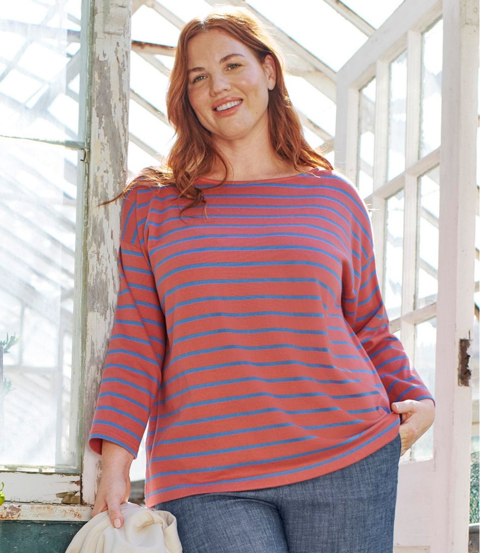 Women's Heritage Mariner Top, Boatneck Three-Quarter-Sleeve Stripe | L.L.Bean sale