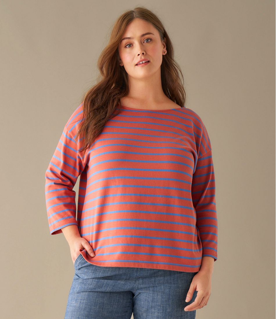 Women's Heritage Mariner Top, Boatneck Three-Quarter-Sleeve Stripe | L.L.Bean sale