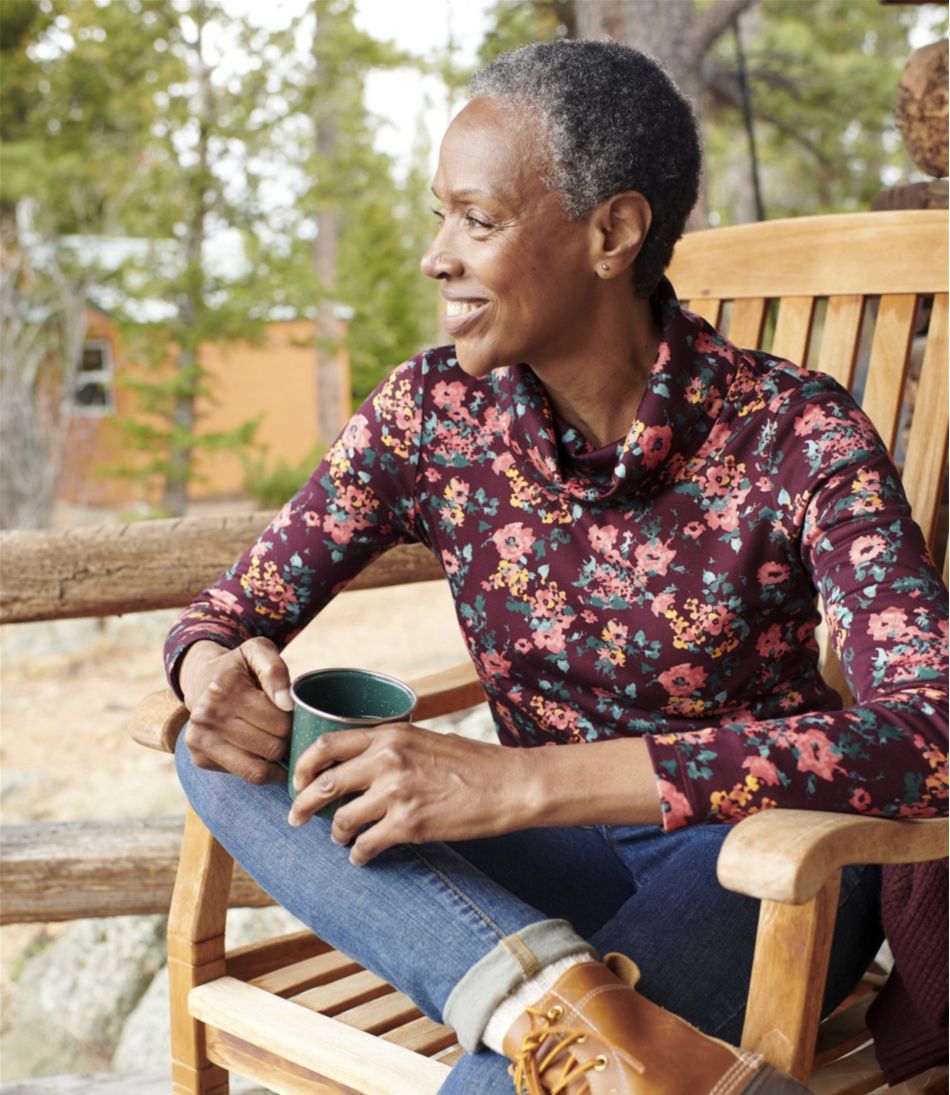 Women's Pima Cotton Tee, Long-Sleeve Cowlneck Print | L.L.Bean for sale