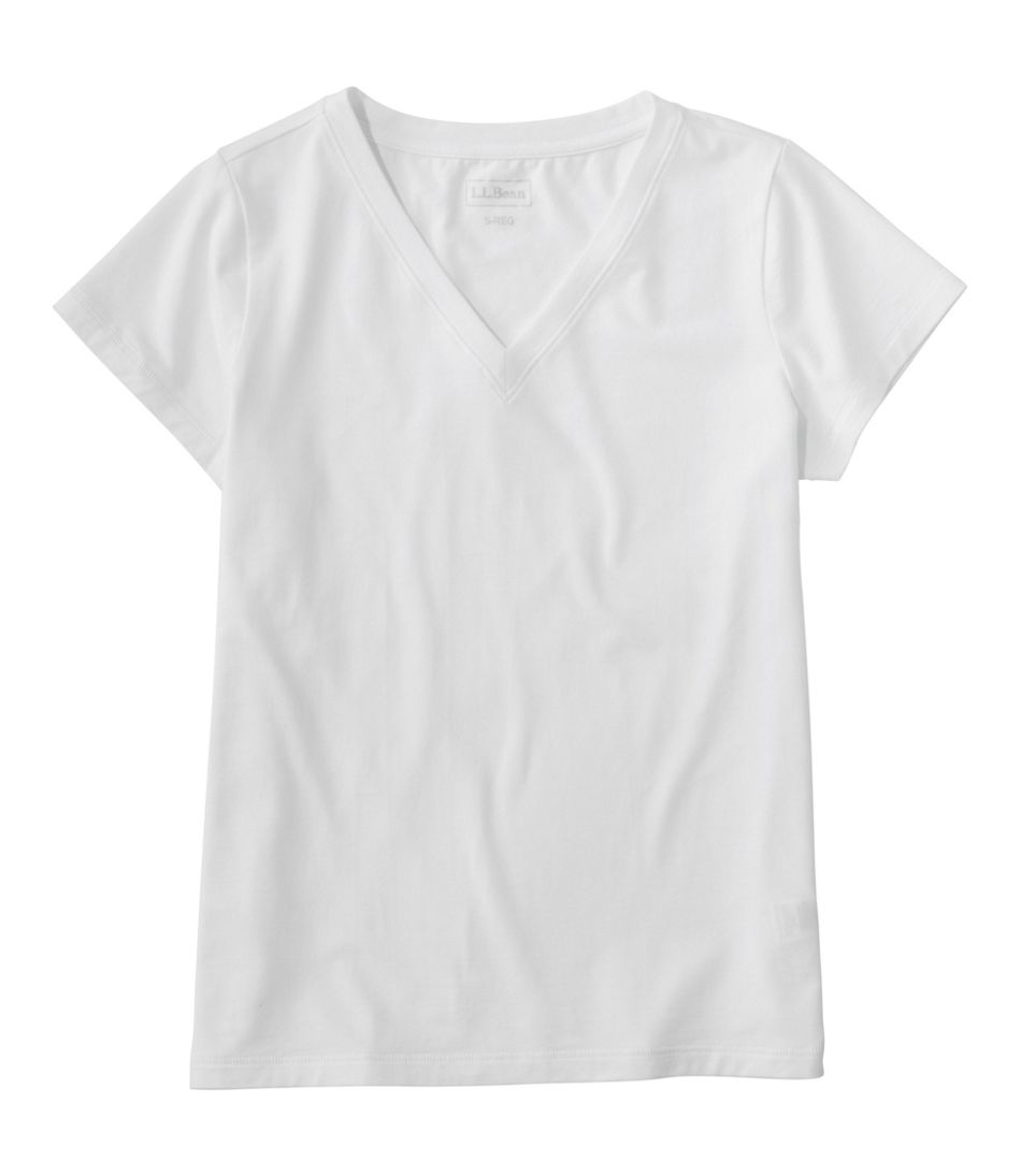 Women's Soft Stretch Supima-Blend Tee, Short-Sleeve V-Neck | L.L.Bean on sale