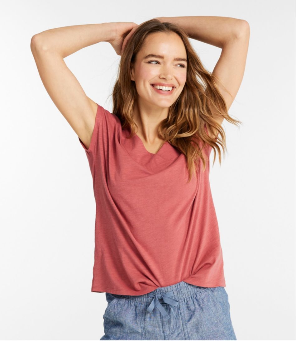 Women's Organic Cotton Tee, V-Neck Cap-Sleeve | L.L.Bean outlet