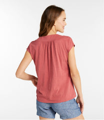 Women's Organic Cotton Tee, V-Neck Cap-Sleeve | L.L.Bean outlet