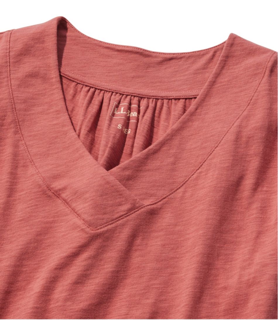 Women's Organic Cotton Tee, V-Neck Cap-Sleeve | L.L.Bean outlet