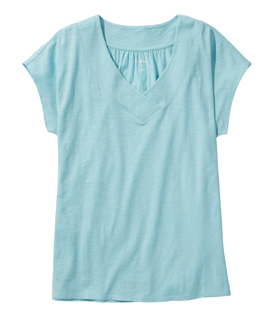Women's Organic Cotton Tee, V-Neck Cap-Sleeve | L.L.Bean outlet