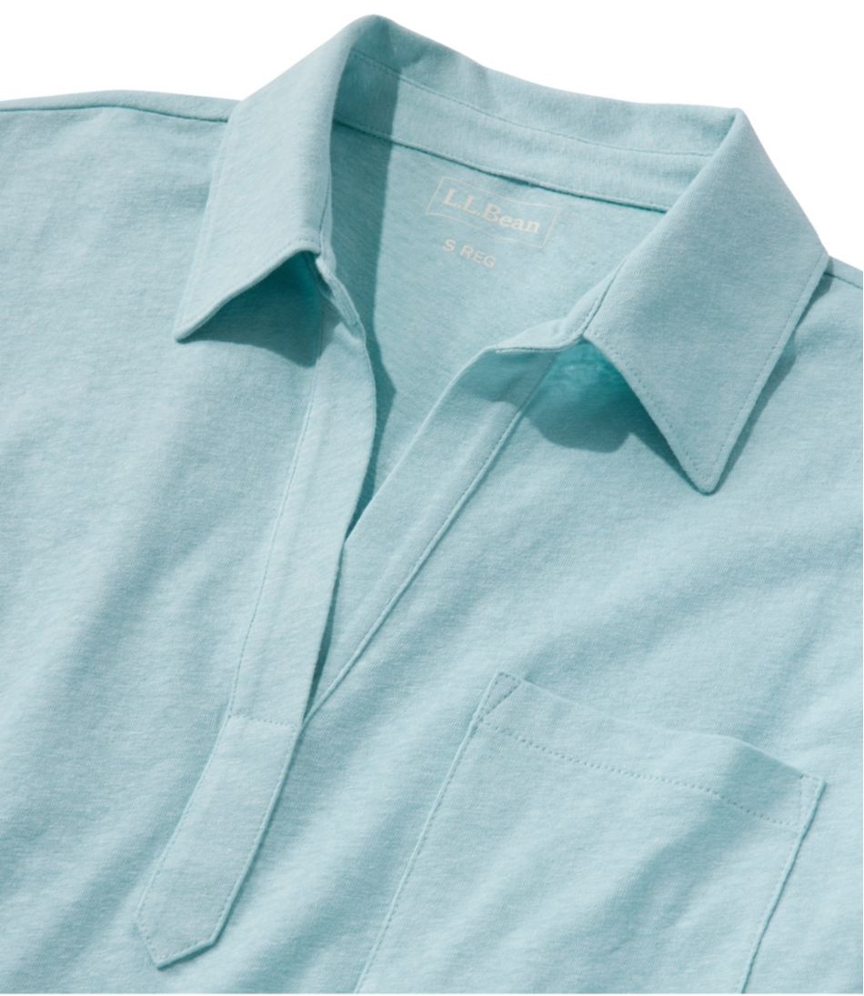 Women's Linen/Cotton Tee, Three-Quarter-Sleeve Splitneck Polo | L.L.Bean for sale