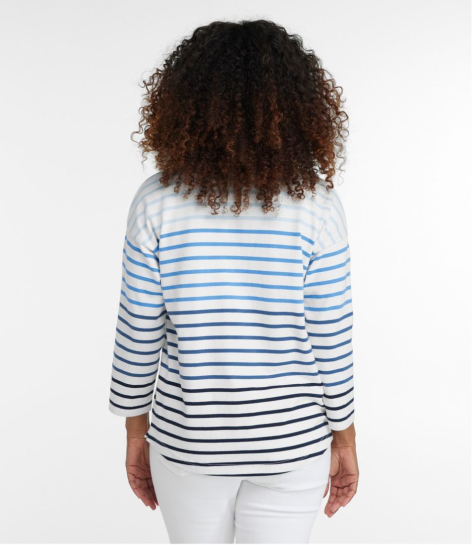 Women's Heritage Mariner Top, Splitneck Polo Three-Quarter-Sleeve Stripe | L.L.Bean on sale
