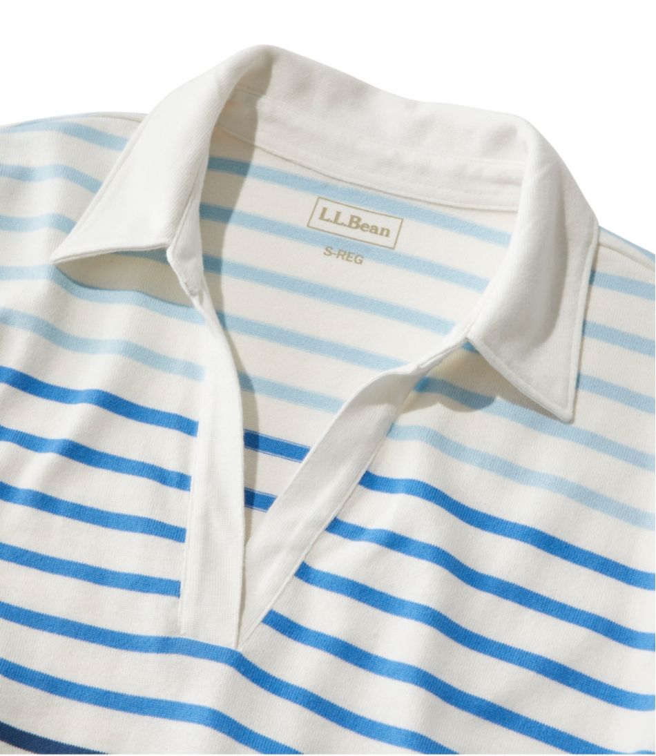 Women's Heritage Mariner Top, Splitneck Polo Three-Quarter-Sleeve Stripe | L.L.Bean on sale