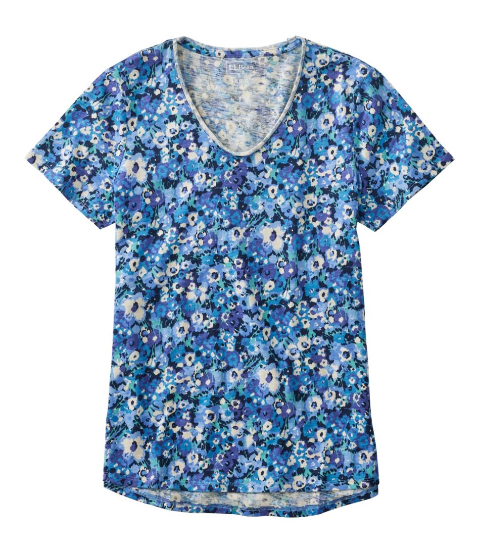 Women's Organic Cotton Tee, V-Neck Short-Sleeve Print | L.L.Bean discount