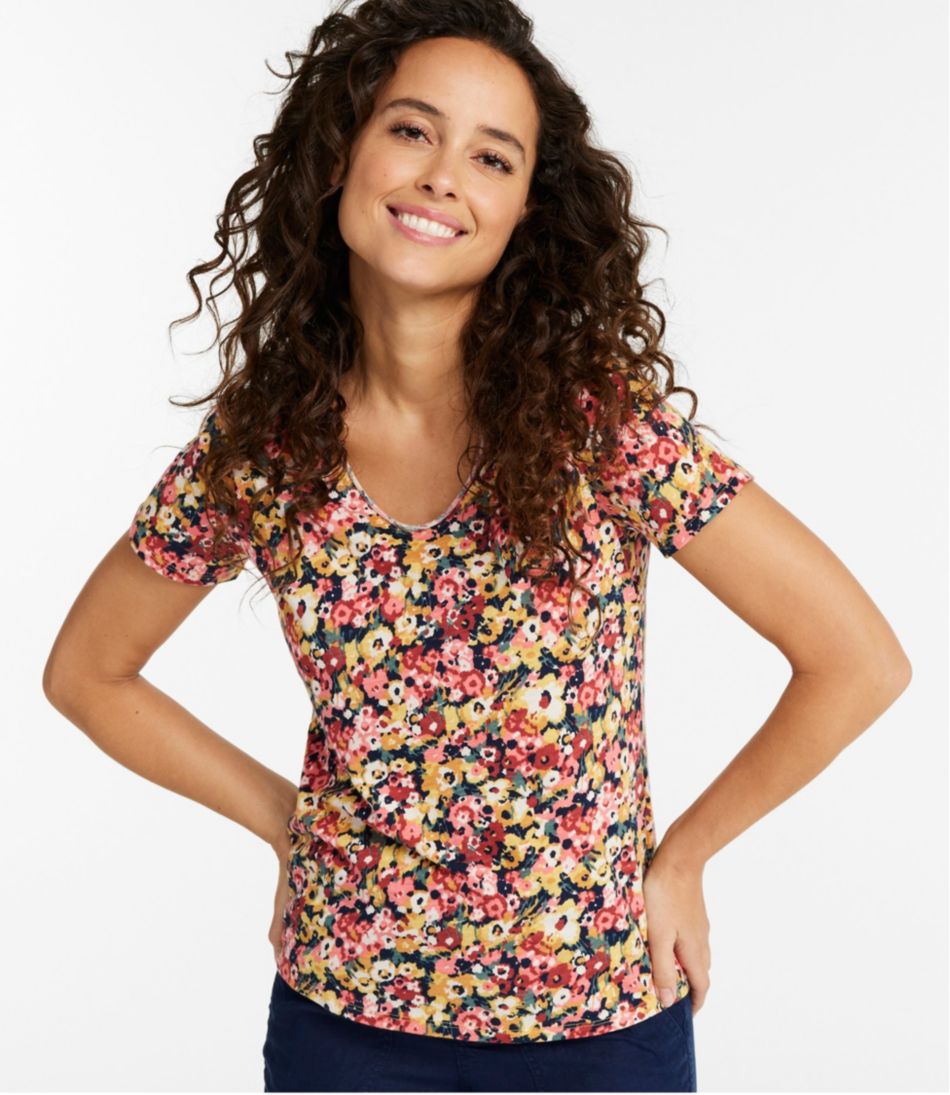 Women's Organic Cotton Tee, V-Neck Short-Sleeve Print | L.L.Bean discount