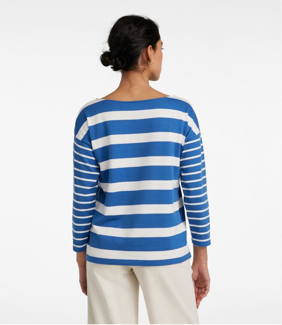 Women's Heritage Mariner Top, Boatneck Three-Quarter-Sleeve Blocked Stripe | L.L.Bean online