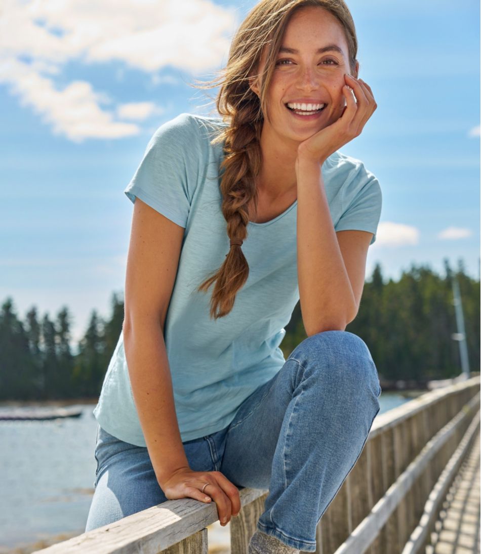 Women's Organic Cotton Tee, V-Neck Short-Sleeve | L.L.Bean for sale