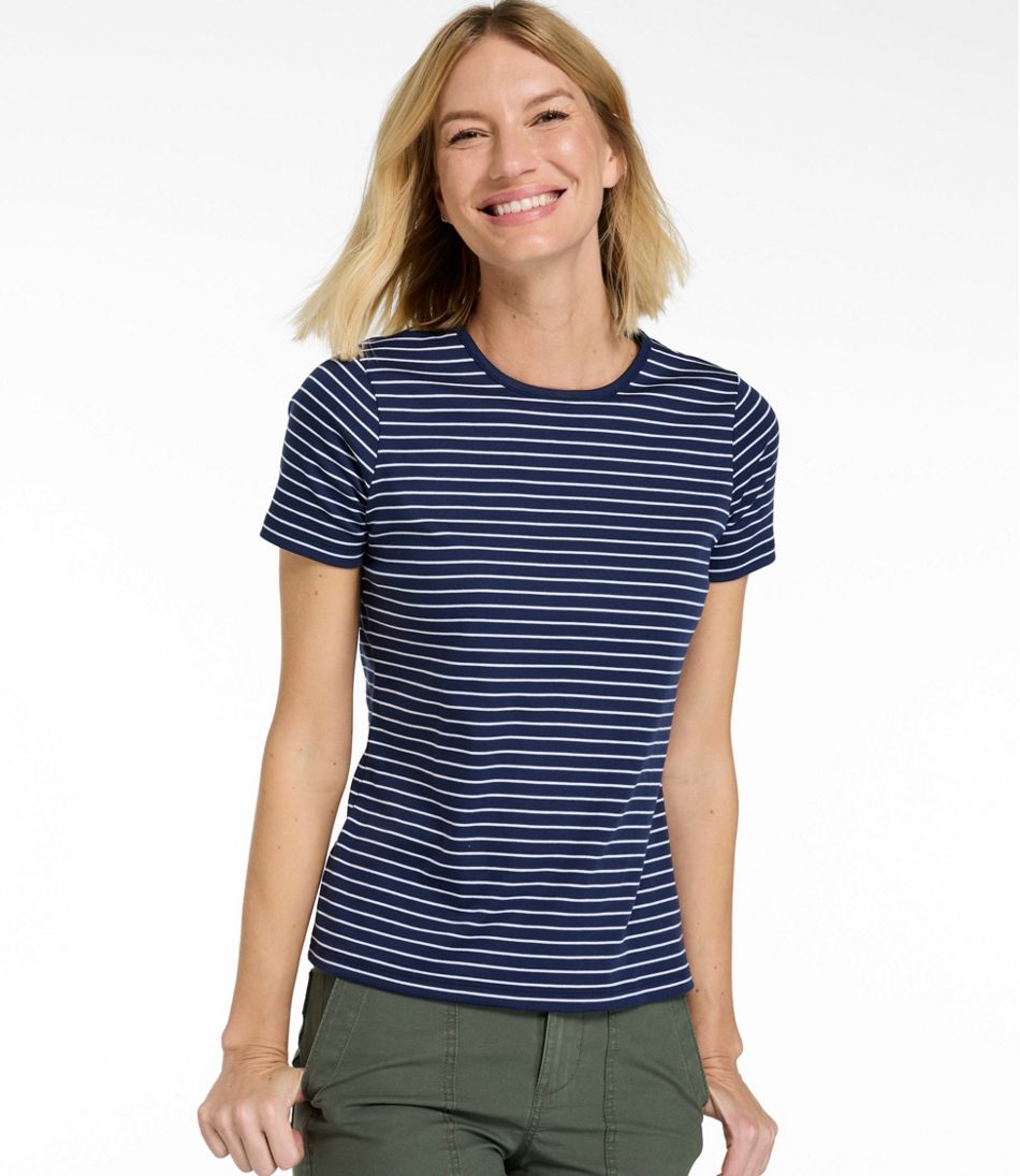 Women's Pima Cotton Tee, Short-Sleeve Crewneck Stripe | L.L.Bean discount