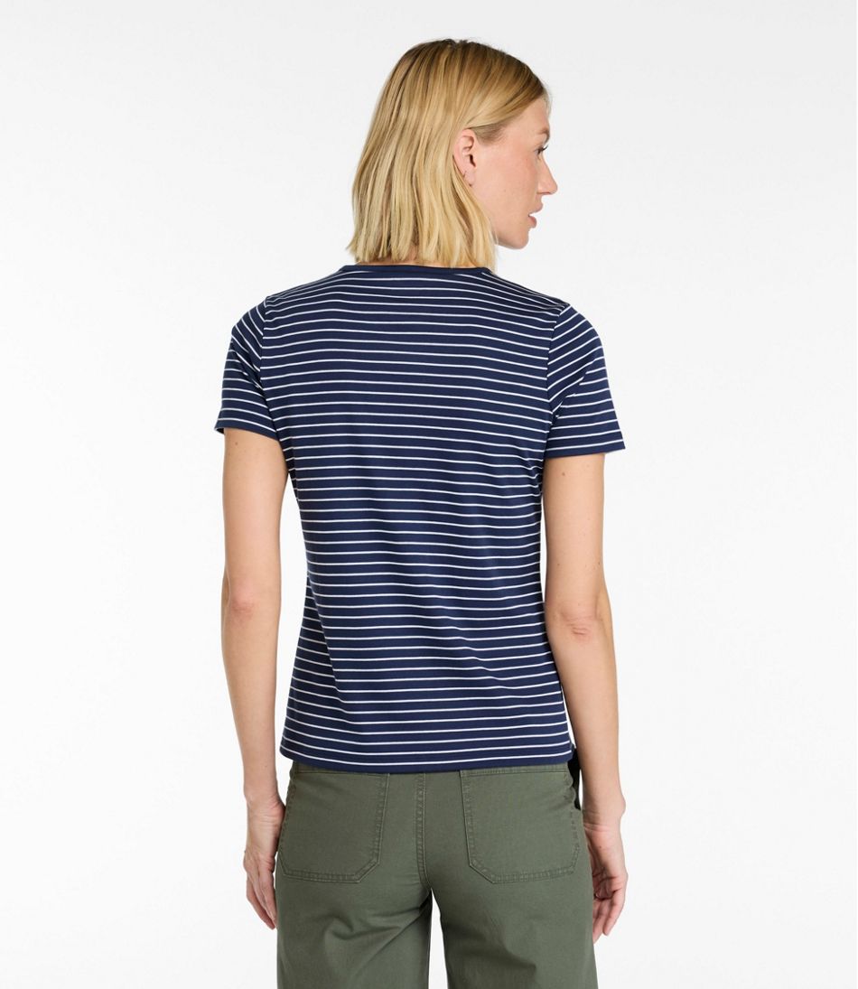Women's Pima Cotton Tee, Short-Sleeve Crewneck Stripe | L.L.Bean discount