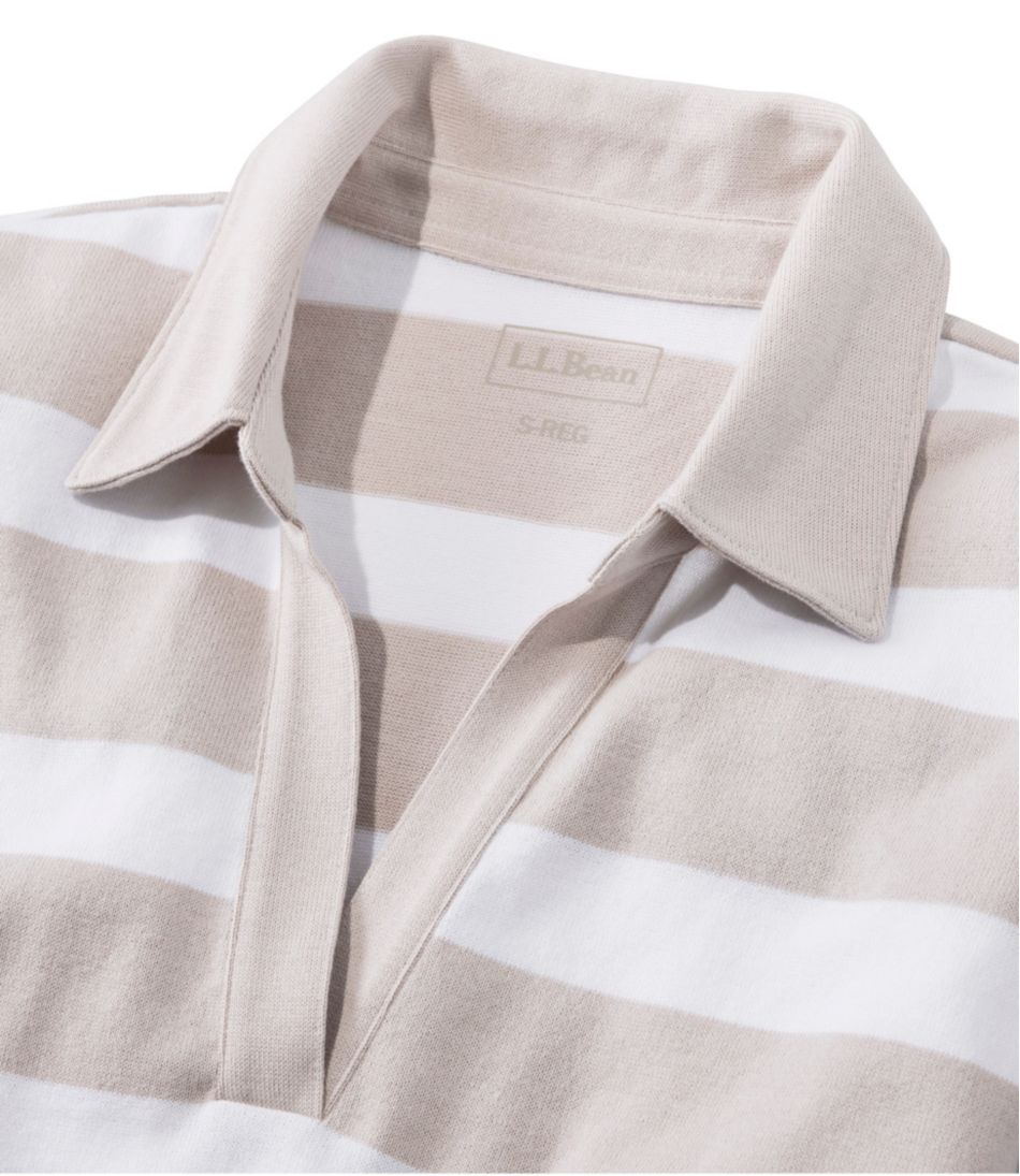 Women's Heritage Mariner Top, Splitneck Polo Three-Quarter-Sleeve, Block Stripe | L.L.Bean on sale