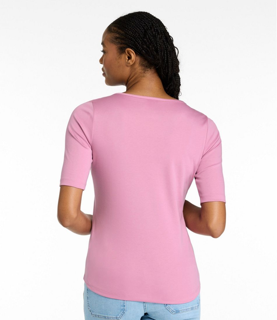 Women's Pima Cotton Tee, Elbow-Sleeve Boatneck | L.L.Bean discount