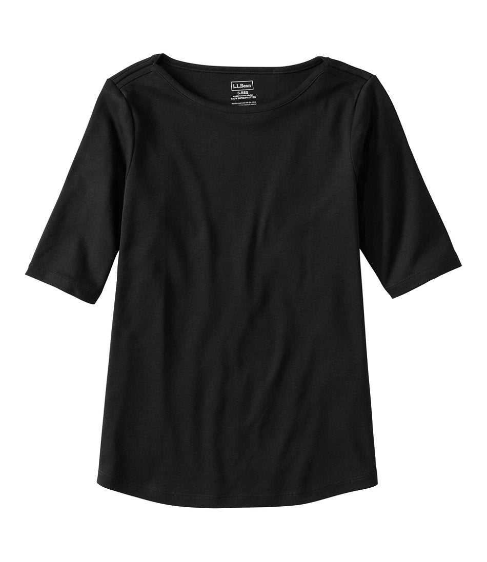Women's Pima Cotton Tee, Elbow-Sleeve Boatneck | L.L.Bean discount