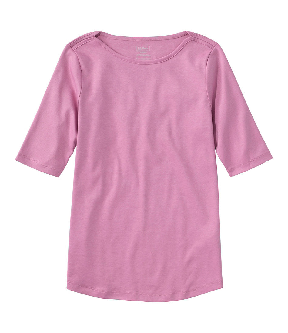 Women's Pima Cotton Tee, Elbow-Sleeve Boatneck | L.L.Bean discount