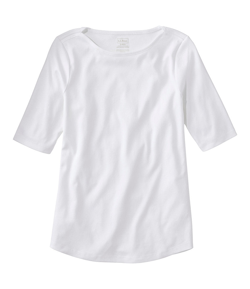 Women's Pima Cotton Tee, Elbow-Sleeve Boatneck | L.L.Bean discount