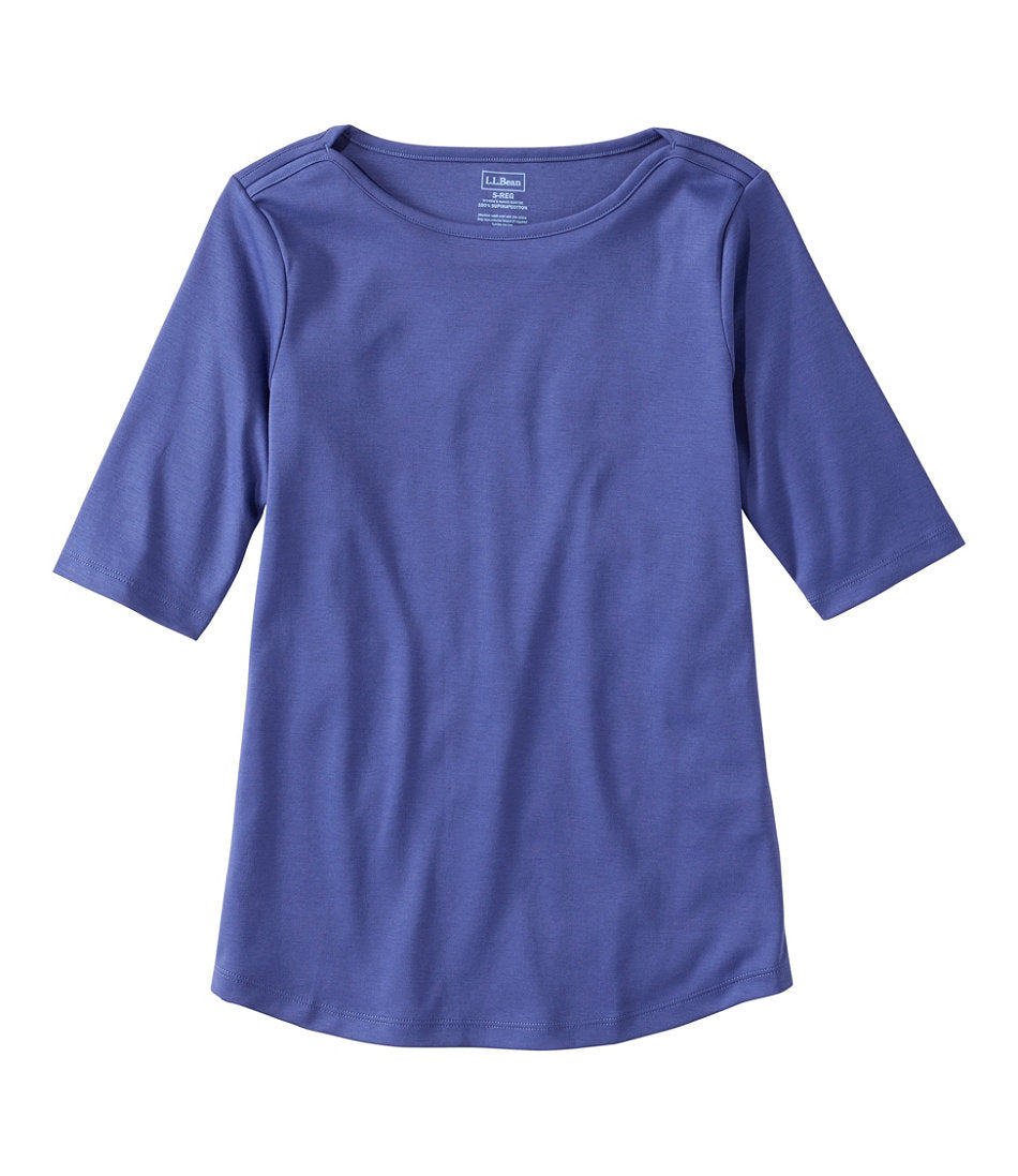 Women's Pima Cotton Tee, Elbow-Sleeve Boatneck | L.L.Bean discount