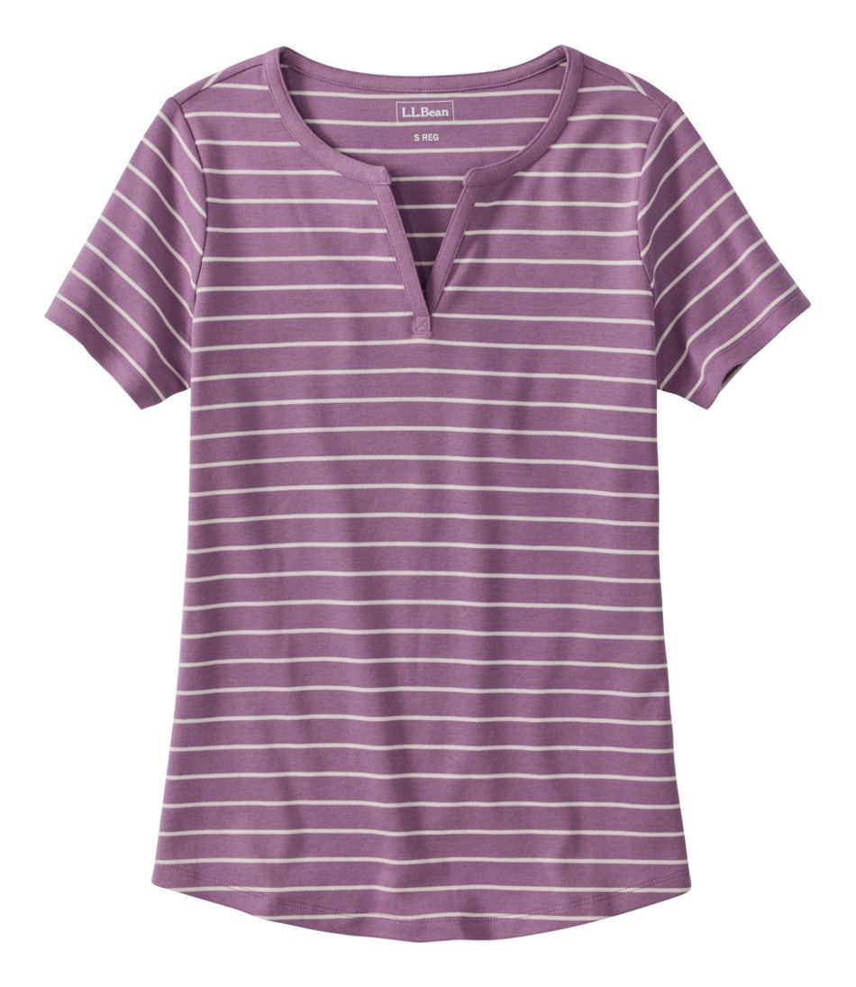 Women's L.L.Bean Tee, Short-Sleeve Notch-Neck Stripe | L.L.Bean outlet
