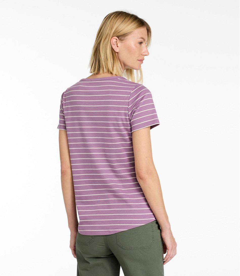 Women's L.L.Bean Tee, Short-Sleeve Notch-Neck Stripe | L.L.Bean outlet