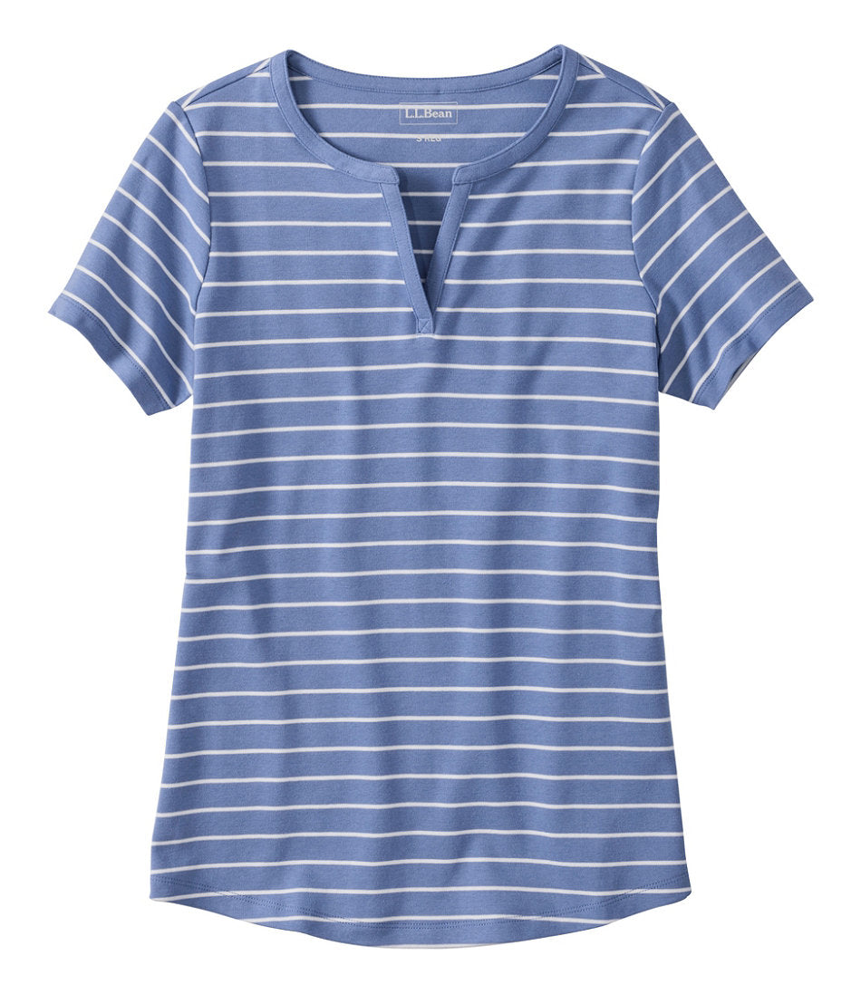 Women's L.L.Bean Tee, Short-Sleeve Notch-Neck Stripe | L.L.Bean outlet