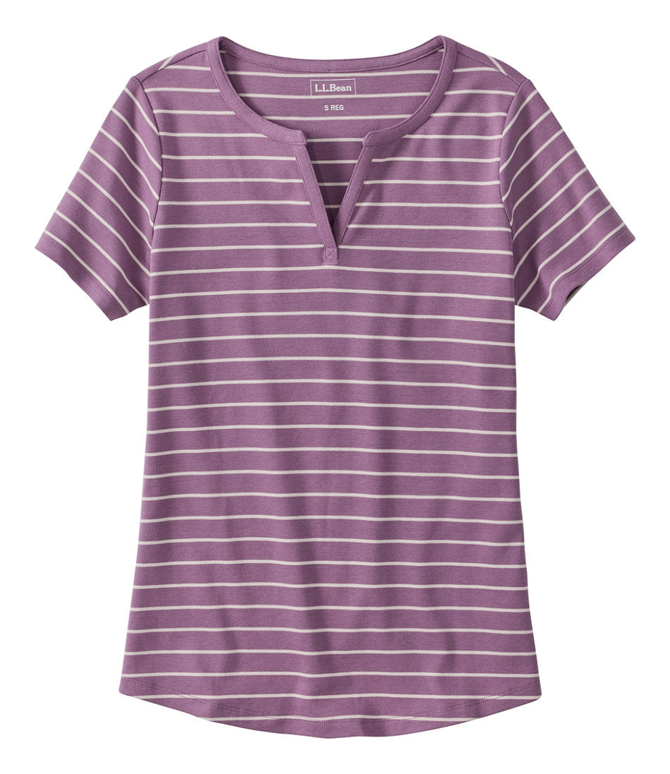 Women's L.L.Bean Tee, Short-Sleeve Notch-Neck Stripe | L.L.Bean outlet