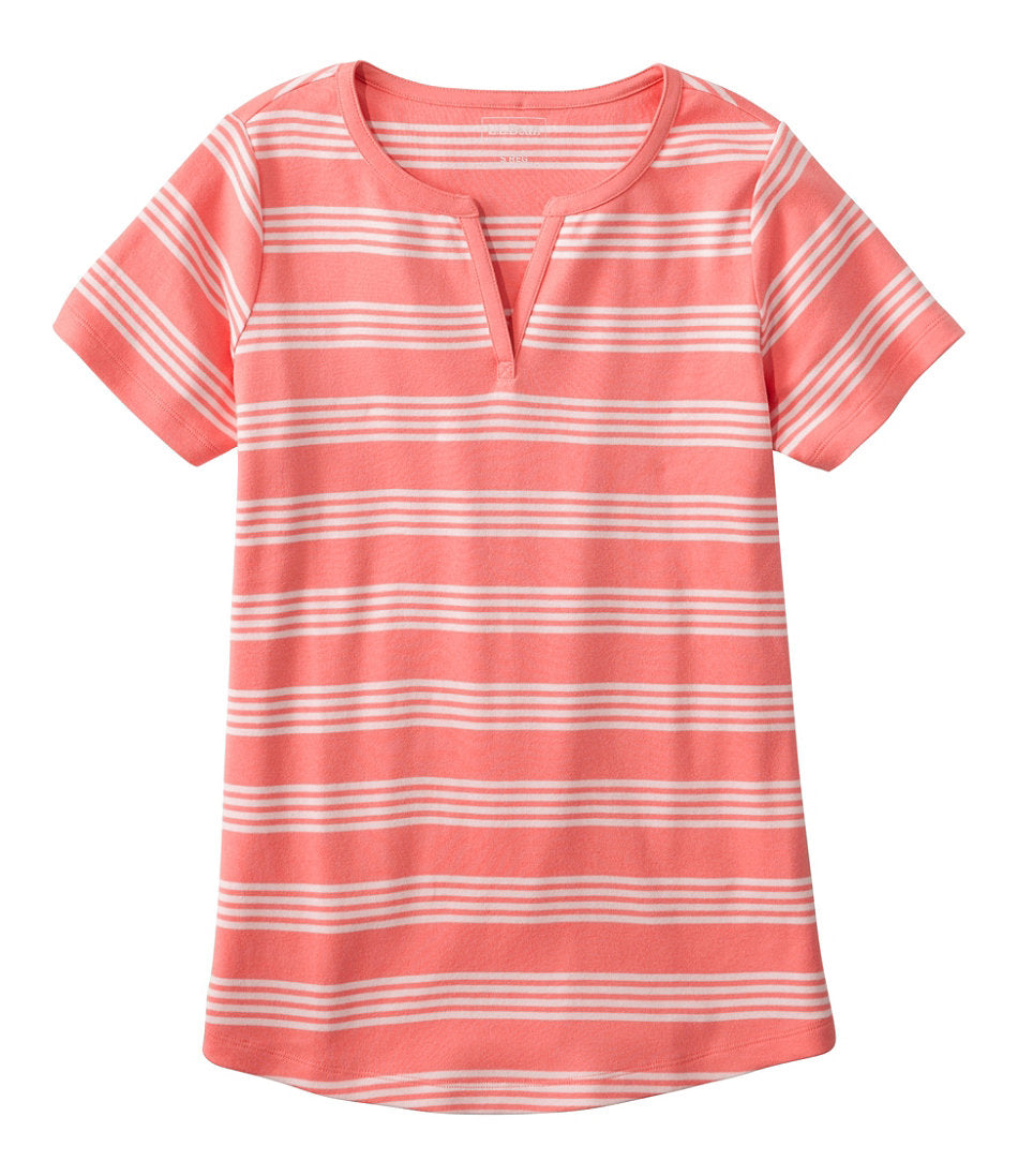 Women's L.L.Bean Tee, Short-Sleeve Notch-Neck Stripe | L.L.Bean outlet
