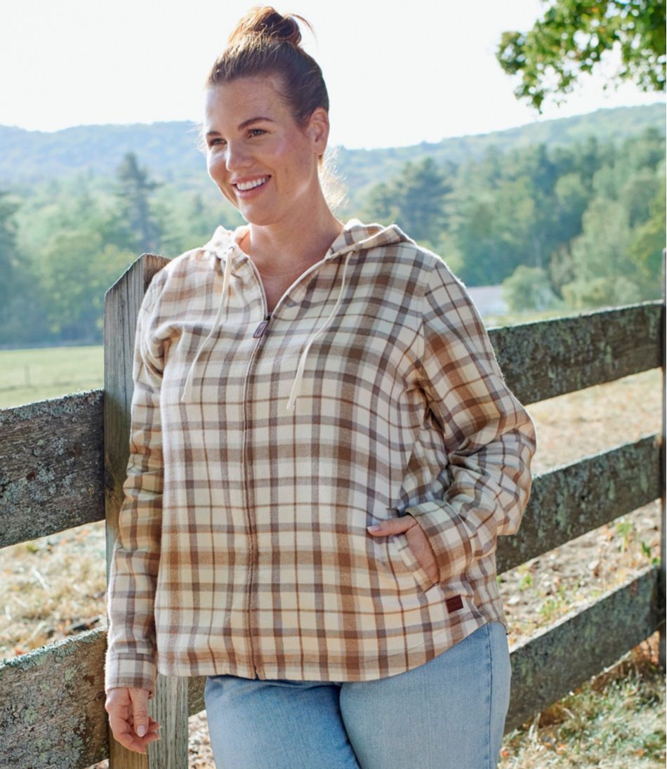 Women's Scotch Plaid Flannel Shirt, Relaxed Zip Hoodie | L.L.Bean sale