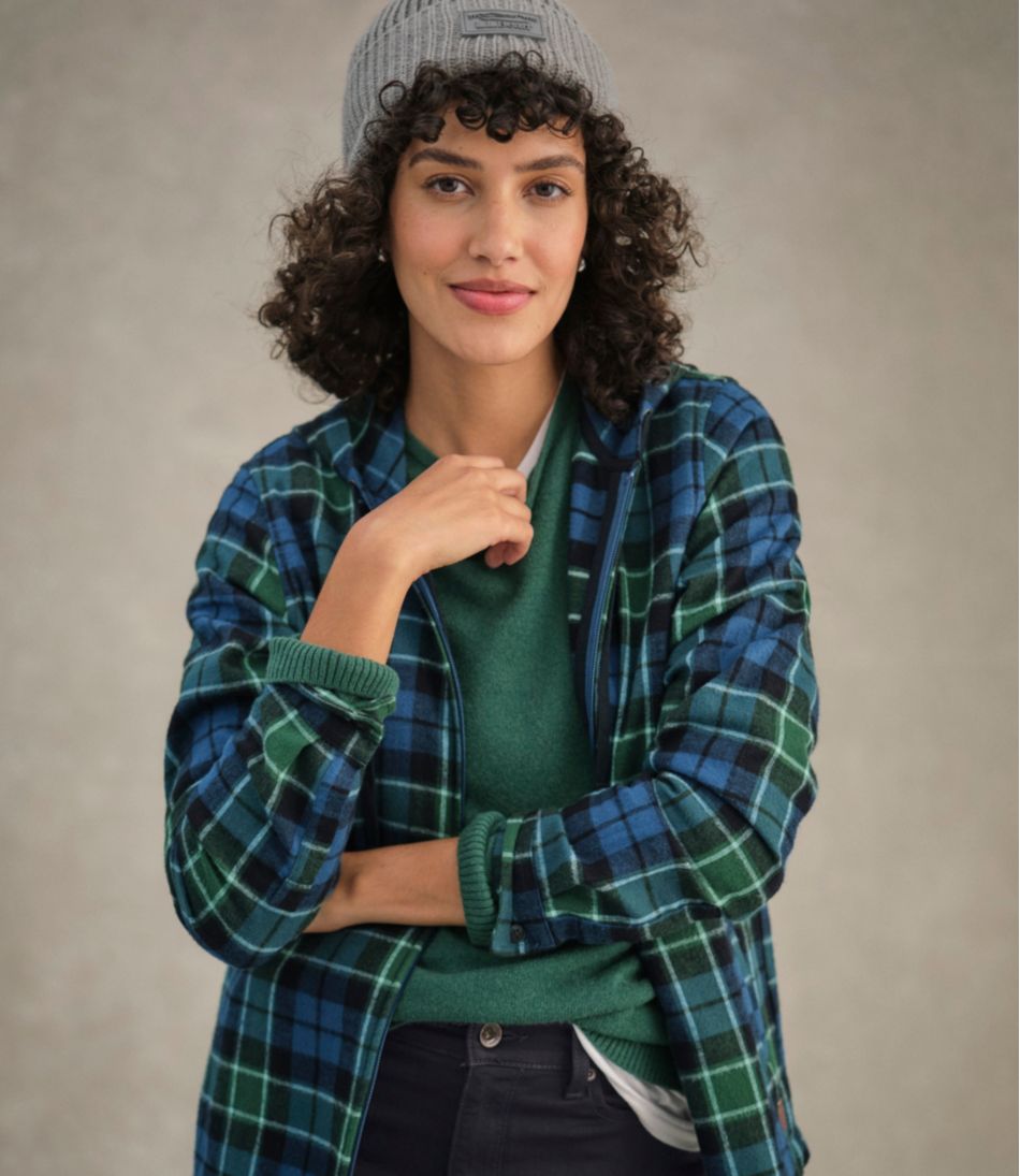 Women's Scotch Plaid Flannel Shirt, Relaxed Zip Hoodie | L.L.Bean sale