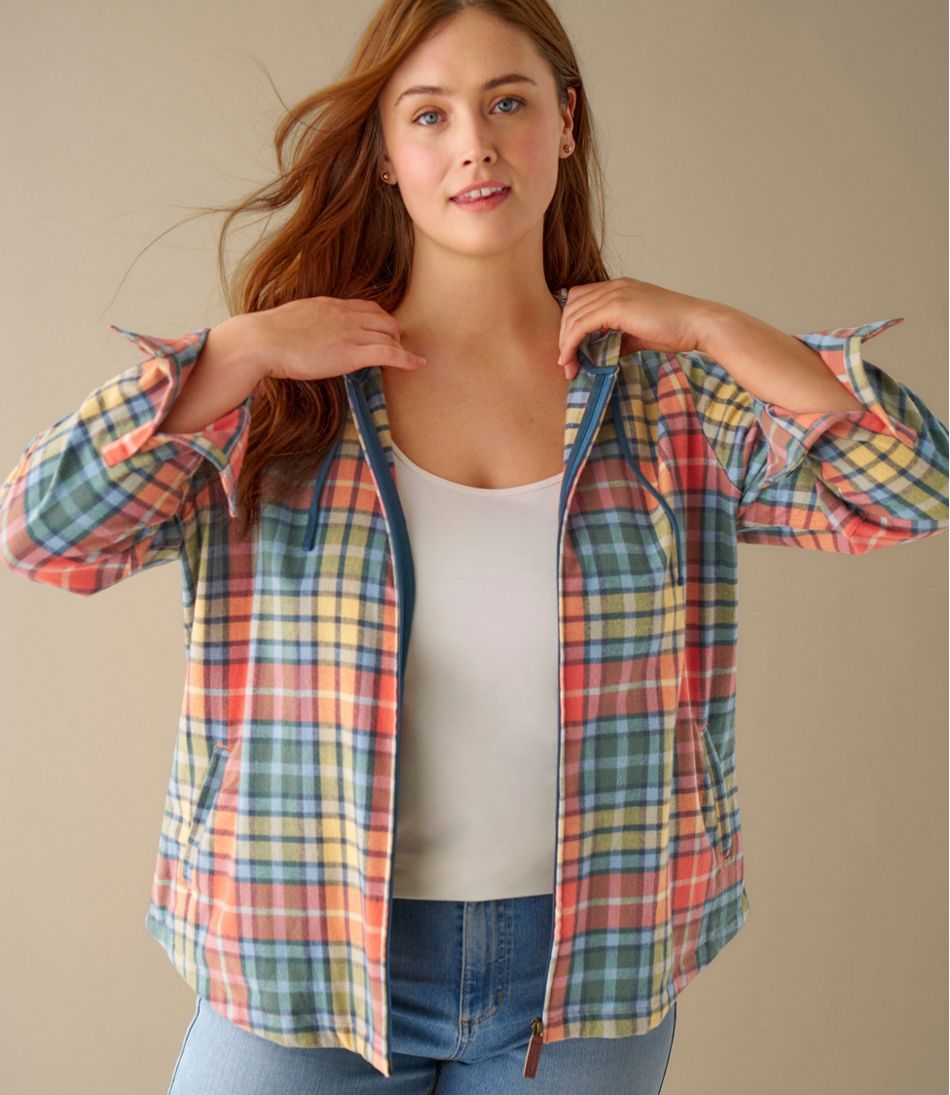 Women's Scotch Plaid Flannel Shirt, Relaxed Zip Hoodie | L.L.Bean sale