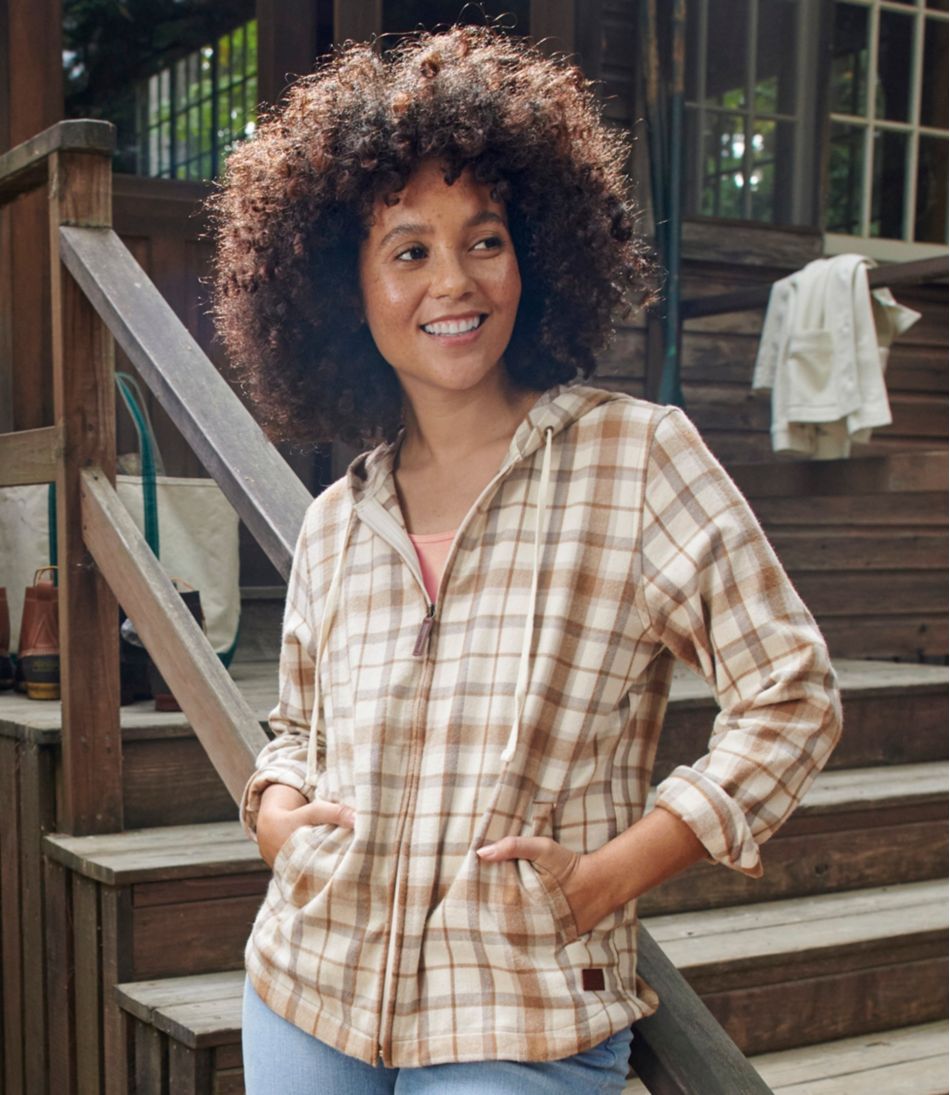 Women's Scotch Plaid Flannel Shirt, Relaxed Zip Hoodie | L.L.Bean sale