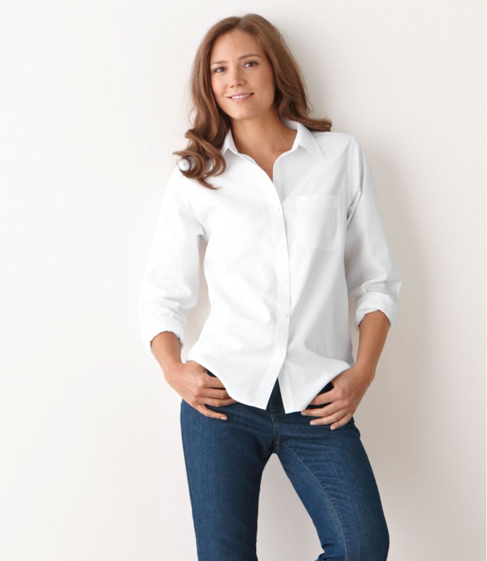 Women's Wrinkle-Free Pinpoint Oxford Shirt, Long-Sleeve Relaxed Fit | L.L.Bean for sale