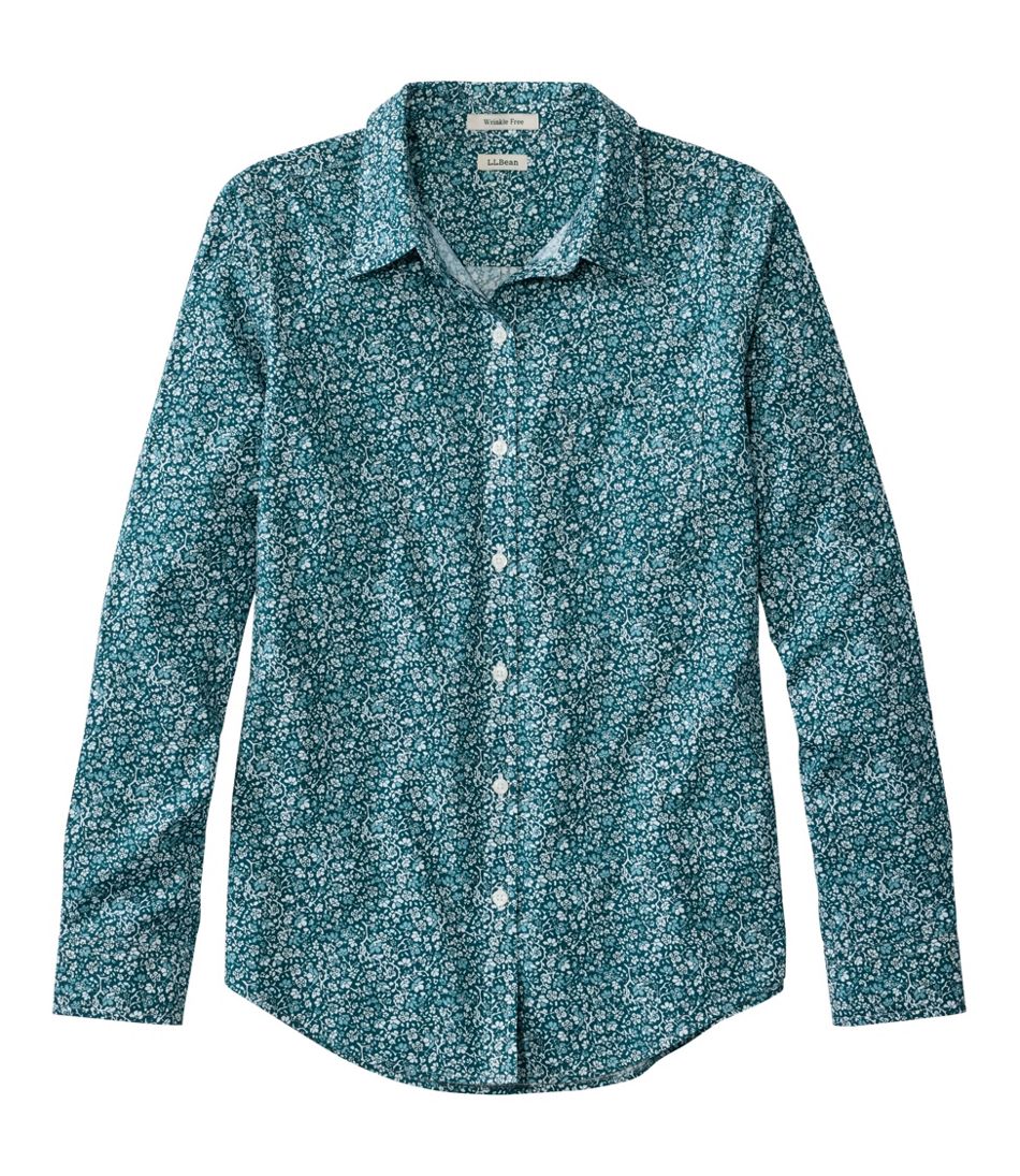 Women's Wrinkle-Free Pinpoint Oxford Shirt, Relaxed Fit Long-Sleeve Print | L.L.Bean online