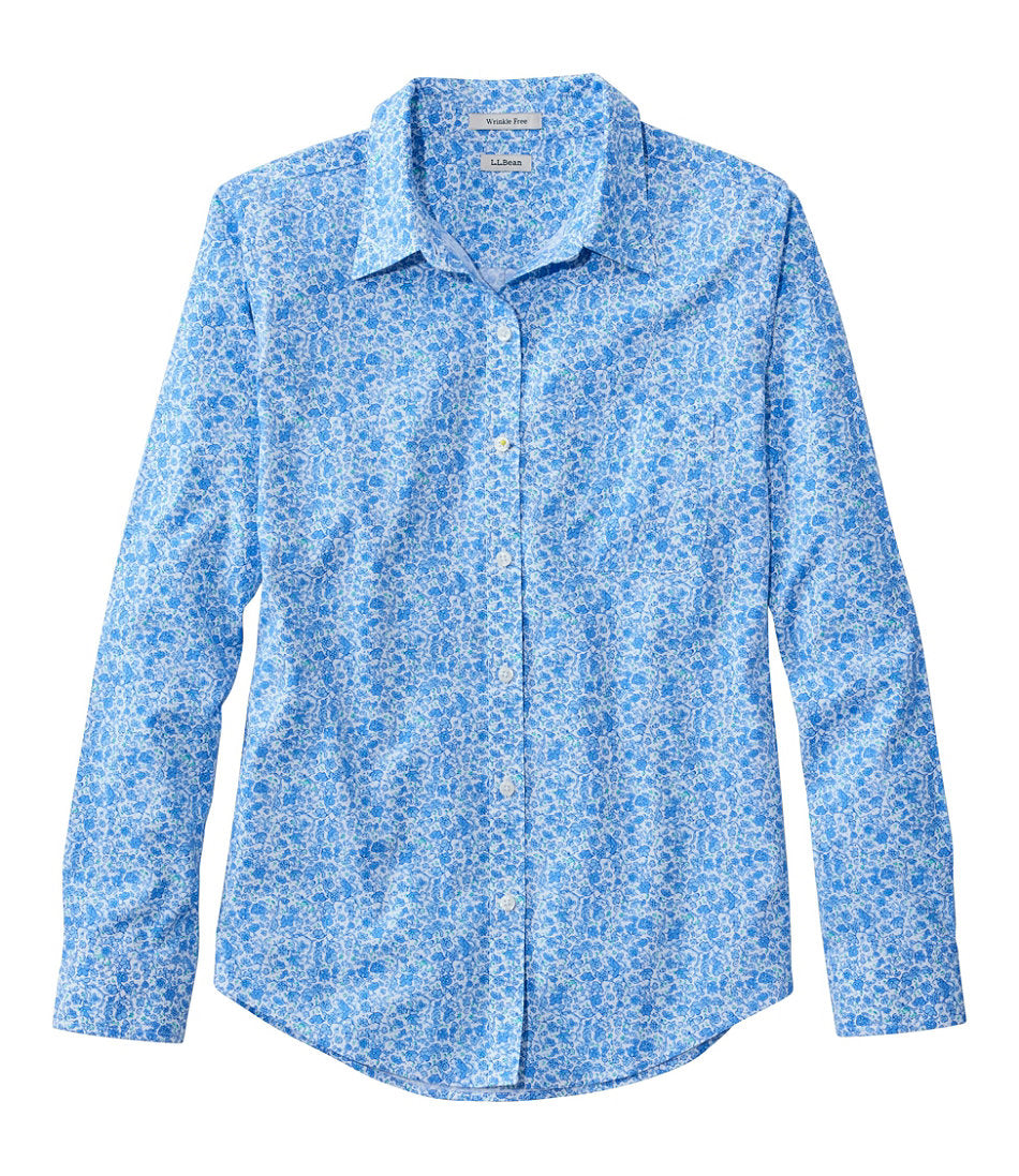 Women's Wrinkle-Free Pinpoint Oxford Shirt, Relaxed Fit Long-Sleeve Print | L.L.Bean online