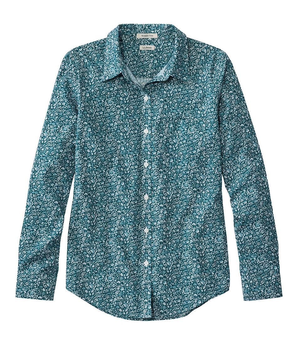 Women's Wrinkle-Free Pinpoint Oxford Shirt, Relaxed Fit Long-Sleeve Print | L.L.Bean online
