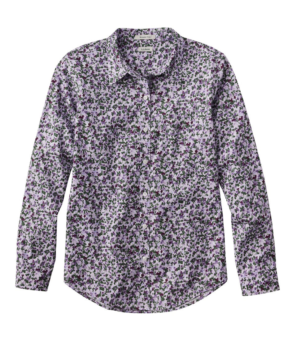 Women's Wrinkle-Free Pinpoint Oxford Shirt, Relaxed Fit Long-Sleeve Print | L.L.Bean online